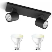 Wiz Runner Opbouwspot (Zwart) - Warm tot Koelwit Licht - Plafondspot met 2 Lichtpunten - GU10 - Te bedienen via WiFi