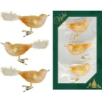 Krebs Decoratie vogels - 9x - goud - 11 cm - op clip - glas - kerstboomversiering