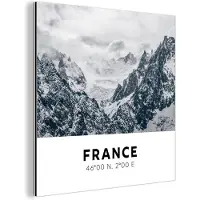 MuchoWow Wanddecoratie Metaal - Aluminium Schilderij Industrieel - Frankrijk - Alpen - Sneeuw - 20x20 cm - Dibond - Foto op aluminium - Industriële muurdecoratie - Voor de woonkamer/slaapkamer