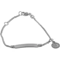 New Bling 9NB-0874 Zilveren Babyplaatbandje - Armband - Rechthoek - 18 x 4,5 mm - Hangertje - Engeltje - 6,3 mm Doorsnee - Gourmette - 1,7 mm - 12 + 2 cm - Rhodium - Zilver