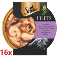 Sheba - Filets - Stukjes Kip,Garnaal & Oceaanvis in Saus - 16x60gr