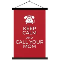 MuchoWow Quote voor Moederdag Keep calm and call your mom rood textielposter schoolplaat 120x180 cm - Foto print op textielposter (wanddecoratie woonkamer/slaapkamer) XXL / Groot formaat!