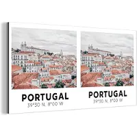 MuchoWow Wanddecoratie Metaal - Aluminium Schilderij Industrieel - Portugal - Lissabon - Uitzicht - 120x60 cm - Dibond - Foto op aluminium - Industriële muurdecoratie - Voor de woonkamer/slaapkamer