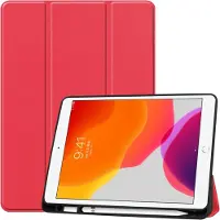 Mobigear Tri-Fold Pencilholder Bookcase voor Apple iPad 8 (2020) - Rood