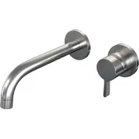 Brauer Brushed Edition ColdStart wastafelkraan inbouw gebogen uitloop en rozetten model E1 RVS geborsteld PVD
