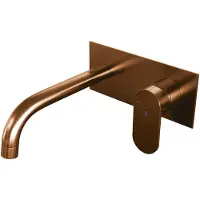 Brauer Copper Edition ColdStart wastafelkraan inbouw gebogen uitloop met achterplaat model C1 koper geborsteld PVD