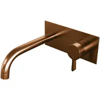 Brauer Copper Edition ColdStart wastafelkraan inbouw gebogen uitloop met achterplaat model E1 koper geborsteld PVD