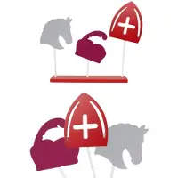 Partyxplosion Decoratie plank Sint, Piet en Amerigo (rood, grijs en paars)
