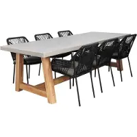 BUITEN living Veltis/Seville zwart dining tuinset | 6 personen | betonlook | 250cm