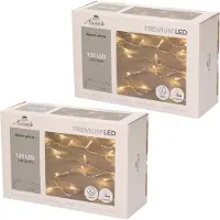 Anna's Collection Kerstverlichting - 2x - 120 led lampjes - warm wit - 1200 cm - dimmer - timer - lichtsnoer