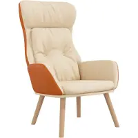 vidaXL - Relaxstoel - stof - en - PVC - crèmekleurig