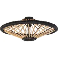 QAZQA Oosterse plafondlamp bamboe met zwart 60 cm - Evalin