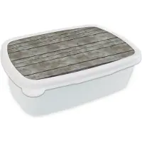 MuchoWow Broodtrommel Wit - Lunchbox - Brooddoos - Retro - Plank - Patronen - 18x12x6 cm - Volwassenen