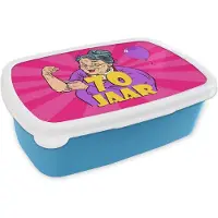 MuchoWow Broodtrommel Blauw - Lunchbox - Brooddoos - Vrouw - 70 Jaar verjaardag - Cadeau - 18x12x6 cm - Kinderen - Jongen