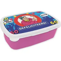 MuchoWow Broodtrommel Roze - Lunchbox - Brooddoos - Verjaardag - 60 Jaar - Jubileum - 18x12x6 cm - Kinderen - Meisje