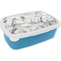 MuchoWow Broodtrommel Blauw - Lunchbox - Brooddoos - Jungle - Dieren - Waterverf - Jongens - Meisjes - Kinderen - Kind - 18x12x6 cm - Kinderen - Jongen