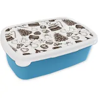 MuchoWow Broodtrommel Blauw - Lunchbox - Brooddoos - Vintage - Kerst - Patronen - December - 18x12x6 cm - Kinderen - Jongen