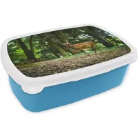 MuchoWow Broodtrommel Blauw - Lunchbox - Brooddoos - Hert - Bos - Dier - 18x12x6 cm - Kinderen - Jongen