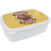 MuchoWow Broodtrommel Wit - Lunchbox - Brooddoos - Voetbal - Bal - Man - Vintage - 18x12x6 cm - Volwassenen