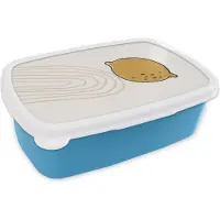 MuchoWow Broodtrommel Blauw - Lunchbox - Brooddoos - Zomer - Citroen - Wit - 18x12x6 cm - Kinderen - Jongen