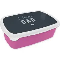 MuchoWow Broodtrommel Roze - Lunchbox - Brooddoos - I love dad - Spreuken - Quotes - Vaderdag - 18x12x6 cm - Kinderen - Meisje