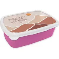 MuchoWow Broodtrommel Roze - Lunchbox - Brooddoos - Spreuken - Quotes - Travel is the only thing that makes you richer - Zon - 18x12x6 cm - Kinderen - Meisje