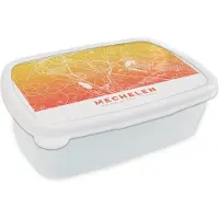 MuchoWow Broodtrommel Wit - Lunchbox - Brooddoos - Stadskaart - Mechelen - België - Geel - 18x12x6 cm - Volwassenen