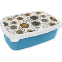 MuchoWow Broodtrommel Blauw - Lunchbox - Brooddoos - Hart - Jaren 50 - Patroon - 18x12x6 cm - Kinderen - Jongen