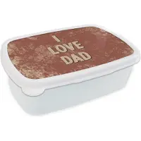 MuchoWow Broodtrommel Wit - Lunchbox - Brooddoos - I love dad - Vaderdag - Spreuken - Quotes - 18x12x6 cm - Volwassenen