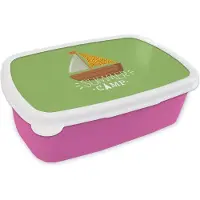 MuchoWow Broodtrommel Roze - Lunchbox Boot - Zomer - Geel - Brooddoos 18x12x6 cm - Brood lunch box - Broodtrommels voor kinderen en volwassenen