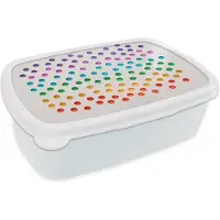 MuchoWow Broodtrommel Wit - Lunchbox - Brooddoos - Regenboogkleurige gaten in wit papier - 18x12x6 cm - Volwassenen