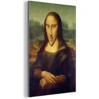 MuchoWow Wanddecoratie Metaal - Aluminium Schilderij Industrieel - Mona Lisa - Leonardo da Vinci - Karikatuur - 20x30 cm - Dibond - Foto op aluminium - Industriële muurdecoratie - Voor de woonkamer/slaapkamer