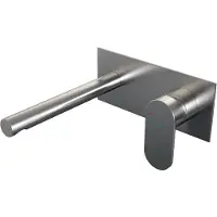 Brauer Brushed Edition ColdStart wastafelkraan inbouw rechte uitloop met achterplaat model C1 RVS geborsteld PVD