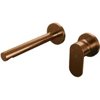 Brauer Inbouw Wastafelmengkraan Copper Edition Coldstart Rechte Uitloop Platte Hendel Rechts Geborsteld Koper PVD Met Rozetten