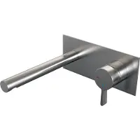 Brauer Brushed Edition inbouw wastafelmengkraan met rechte uitloop en afdekplaat model E1 RVS geborsteld PVD