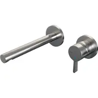 Brauer Inbouw Wastafelmengkraan Brushed Edition Coldstart Rechte Uitloop Halfronde Hendel Rechts Geborsteld RVS PVD Met Rozetten