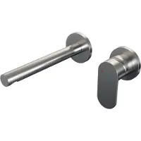 Brauer Inbouw wastafelmengkraan brushed edition coldstart rechte uitloop platte hendel rechts geborsteld rvs pvd met rozetten