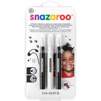 Snazaroo 1180156 Brush Pen Set Zwart Wit 3 Stuks – Face Paint Stiften voor Details & Contouren – Direct Gebruiksklaar