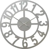 LW Collection wandklok zilver Jannah 60cm - Grote moderne wandklok zilverkleurig industrieel - Industriële muurklok metaal
