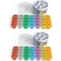 Benson Pillendoosje - 2x stuks - 28 vakjes - gekleurd - medicijnen doos