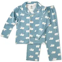 Little label pyjama met dierenprint van katoen blauw Jongens Stretchkatoen Klassieke kraag - maat 146/152
