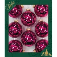 Krebs Kerstballen - 8x st - Cabernet roze - 7 cm - glas - glans - kerstversiering - kerstboomversiering