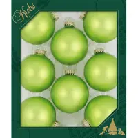 Krebs kerstballen - 8x - parrot velvet groen kleur - D7 cm - glas - kerstversiering - kerstboomversiering