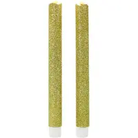 Magic Flame Dinerkaarsen - LED - 8x stuks - goud - 25 cm - met glitters - Woondecoratie - Elektrische kaarsen - warm wit