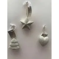 Christmas House Set van 3 goudkleurige ornamenten champagne glitter kerstboomhangers