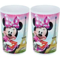 Disney Minnie Mouse beker - 4x stuks - roze - 220 ml - kunststof - drinkbeker - kinderbeker - Onbreekbare kinder bekers