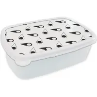 MuchoWow Broodtrommel Wit - Lunchbox - Brooddoos - Kompas - Patronen - Reizen - 18x12x6 cm - Volwassenen