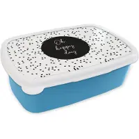 MuchoWow Broodtrommel Blauw - Lunchbox - Brooddoos - Quotes - Tekst - Oh happy day - Geluk - 18x12x6 cm - Kinderen - Jongen
