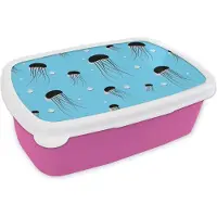 MuchoWow Broodtrommel Roze - Lunchbox - Brooddoos - Kwallen - Dieren - Patronen - 18x12x6 cm - Kinderen - Meisje