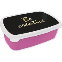 MuchoWow Broodtrommel Roze - Lunchbox - Brooddoos - Quotes - Creatief - Goud - 18x12x6 cm - Kinderen - Meisje
